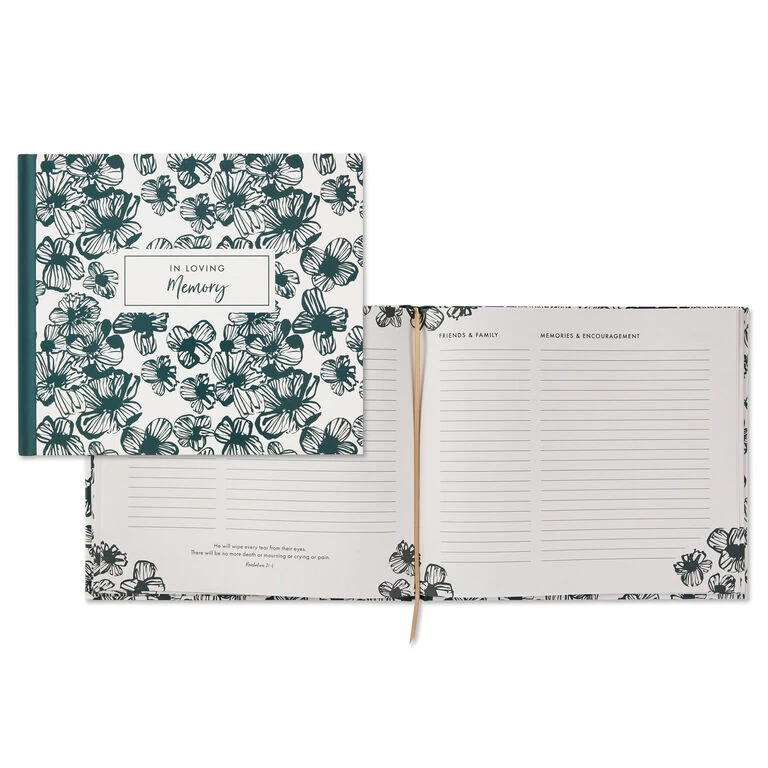 Hallmark In Loving Memory Floral Funeral Guest Book 2 Hallmark In Loving Memory Floral Funeral Guest Book - Image 2