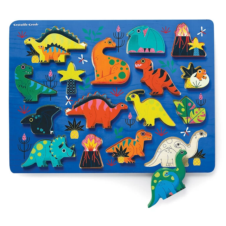 Crocodile Creek Dinosaurs 16-Piece Wood Puzzle For Kids 1 Crocodile Creek Dinosaurs 16-Piece Wood Puzzle For Kids