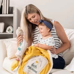 Demdaco Faith Can Move Mountains Rattle Blankie, 12x12 -Hallmark Teddy Bear Lovey Blanket With Rattle 5004830008 03